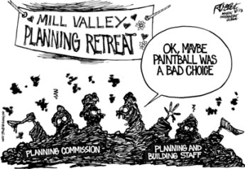 The reality of staff retreats. Art by George Russell